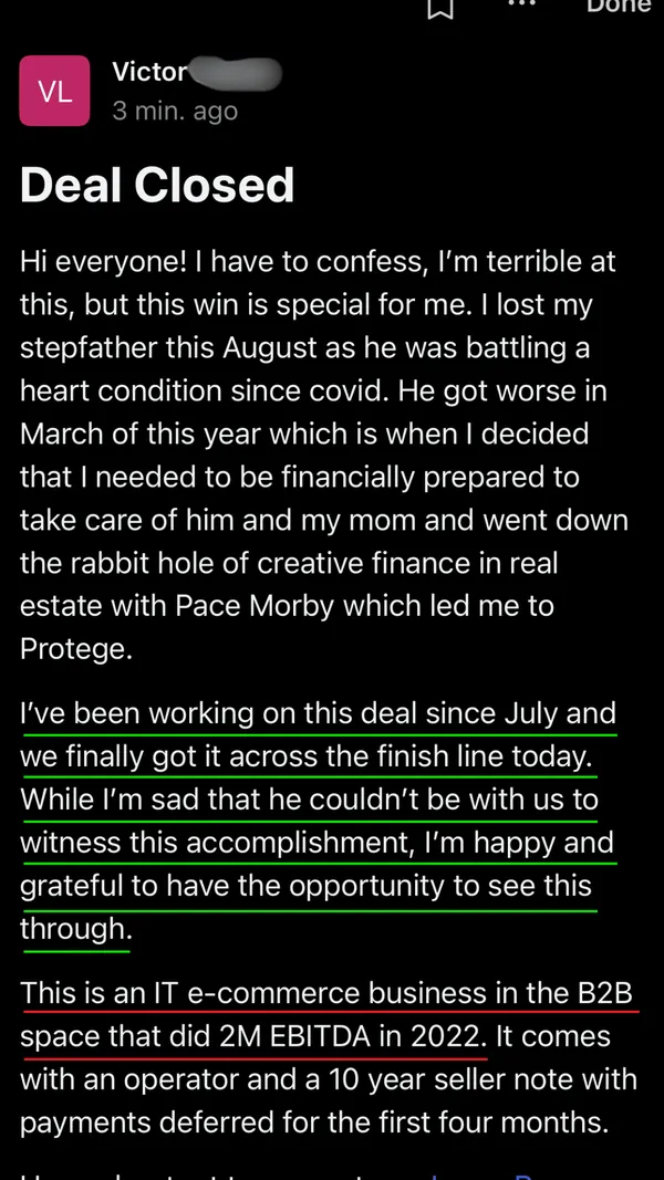 Protégé student testimonial screenshot 19